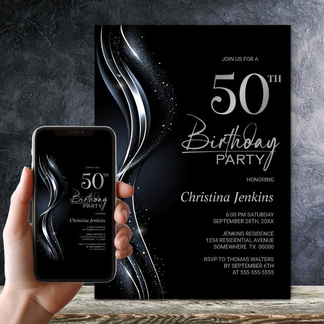 Invitation Soirée 50e anniversaire de Black and Silver (Créateur téléchargé)