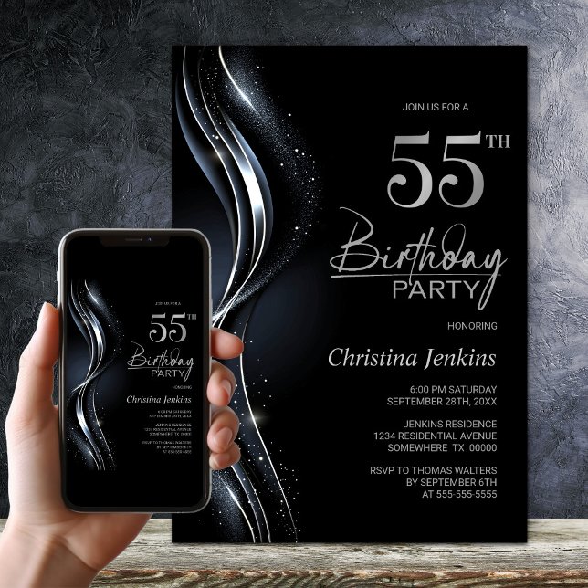 Invitation Soirée 55e anniversaire de Black and Silver (Créateur téléchargé)