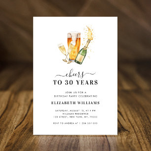 Invitation Soirée à 30 ans Thème de la bière 30e fête d'anniv