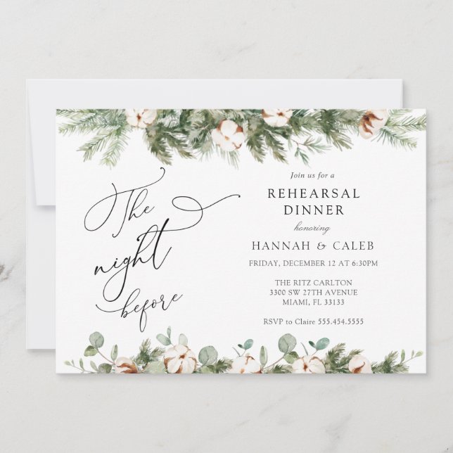 Invitation Soirée À feuillage persistant Eucalyptus Avant Le  (Devant)