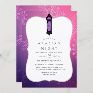 Invitation Soirée à thème violet et rose d'Arabie