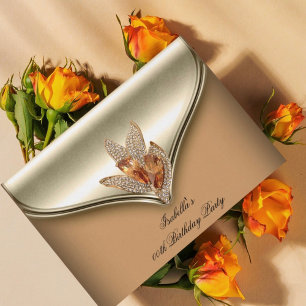 Invitation Soirée Anniversaire Caramel Beige Or