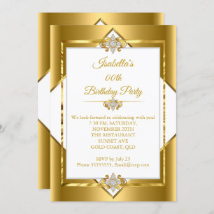 Invitation Soirée Anniversaire Gold White Diamond