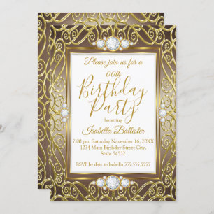 Invitation Soirée Anniversaire Soirée Or Bronze Beige Diamant