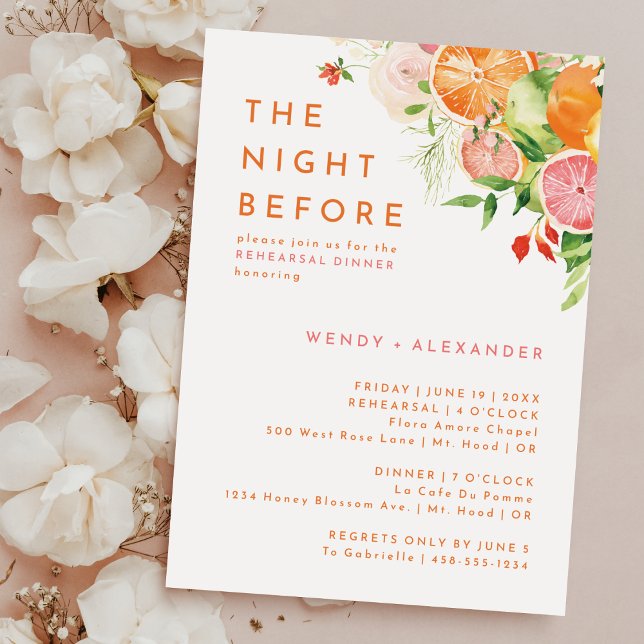 Invitation Soirée Aquarelle Citrus Avant Le Dîner De La Répét (Créateur téléchargé)