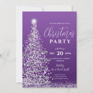 Invitation Soirée Arbre de Noël Soie Purple Holiday