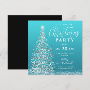 Invitation Soirée Arbre de Noël Soirée Turquoise Vacances