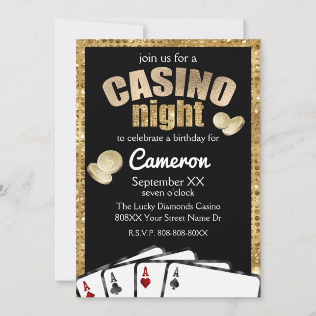 Invitation Soirée au Casino Gold Diamonds (Devant)