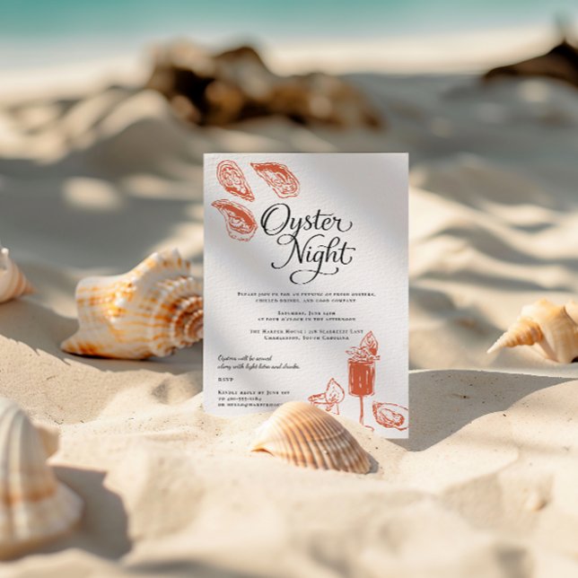 Invitation Soirée aux huîtres | Élégante soirée côtière (Créateur téléchargé)