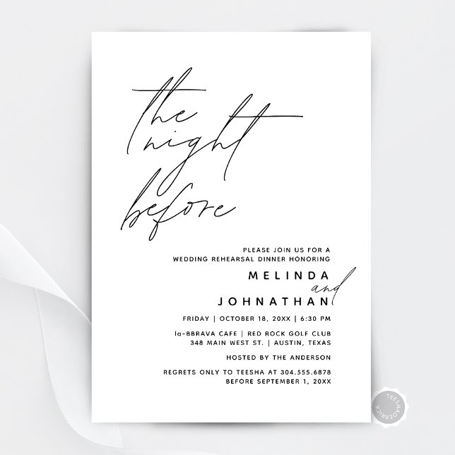 Invitation Soirée avant le dîner de répétition Mariage t1 (The Night Before, Wedding Rehearsal Dinner  Invitation Card, in Modern Classy, Digital Download)