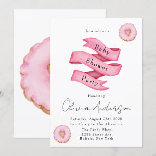 Invitation Soirée Baby shower de beignets rose