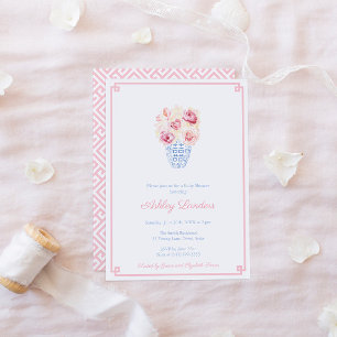 Invitation Soirée Baby shower Fille Rose Et Bleu Douce