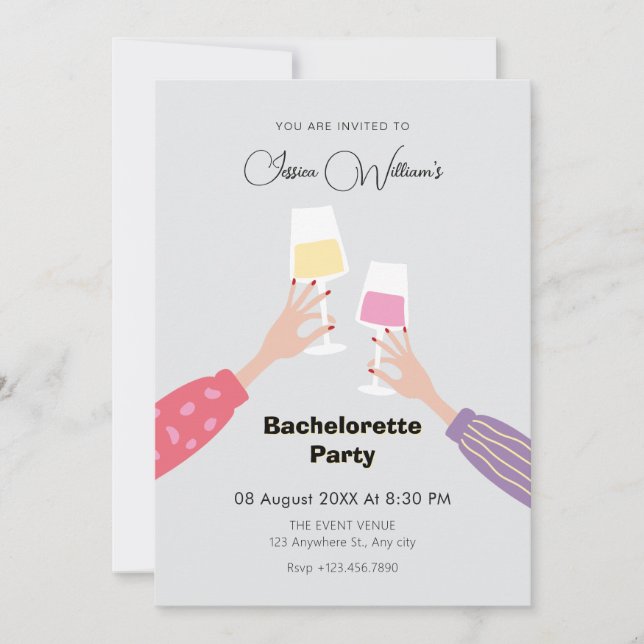 Invitation Soirée Bachelorette en verre (Devant)