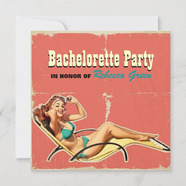 Invitation soirée bachelorette rétro (Devant)