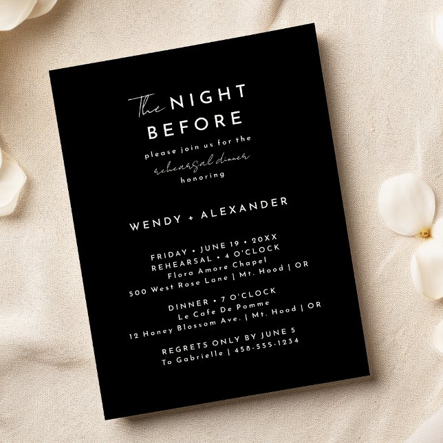 Invitation Soirée Black Modern Script Avant Le Dîner De La Ré (Créateur téléchargé)