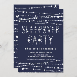 Invitation Soirée Blue Slepover fête d'anniversaire