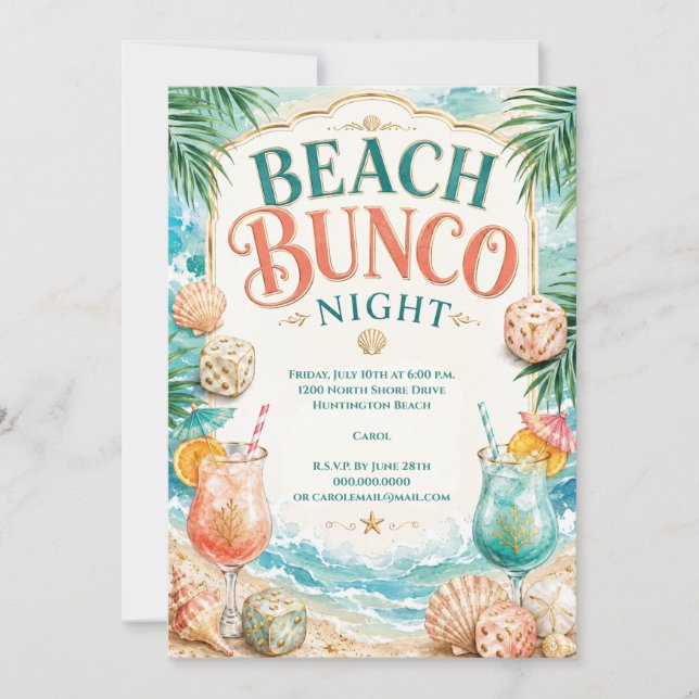 Invitation Soirée Bunco sur la Plage (Devant)