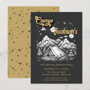 Invitation Soirée Camping Woodland fête d'anniversaire