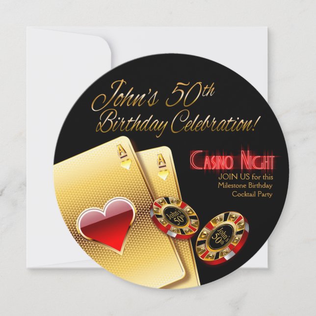 Invitation Soirée Casino Cathy Vegas 50e anniversaire (Devant)