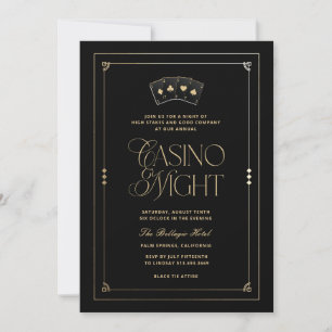 Invitation Soirée Casino Noir Or Art Déco