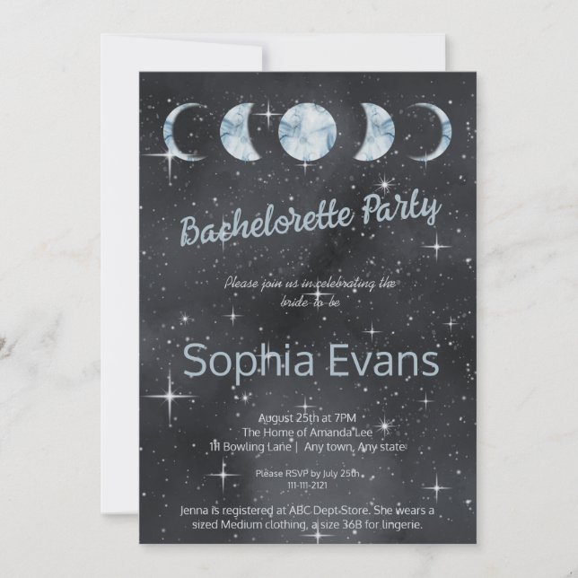 Invitation Soirée Céleste Thèmes de Lune Zodiaque Enterrement (Devant)