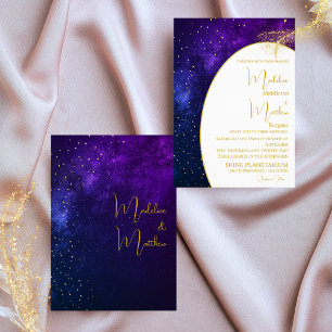 Invitation Soirée Celestial Sky Gold Stars Mariage moderne