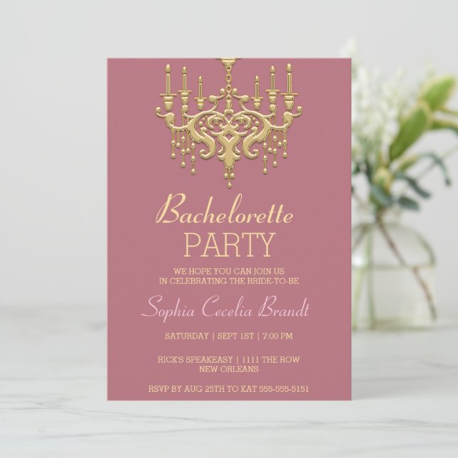 Invitation Soirée Chandelier Gold (Debout devant)