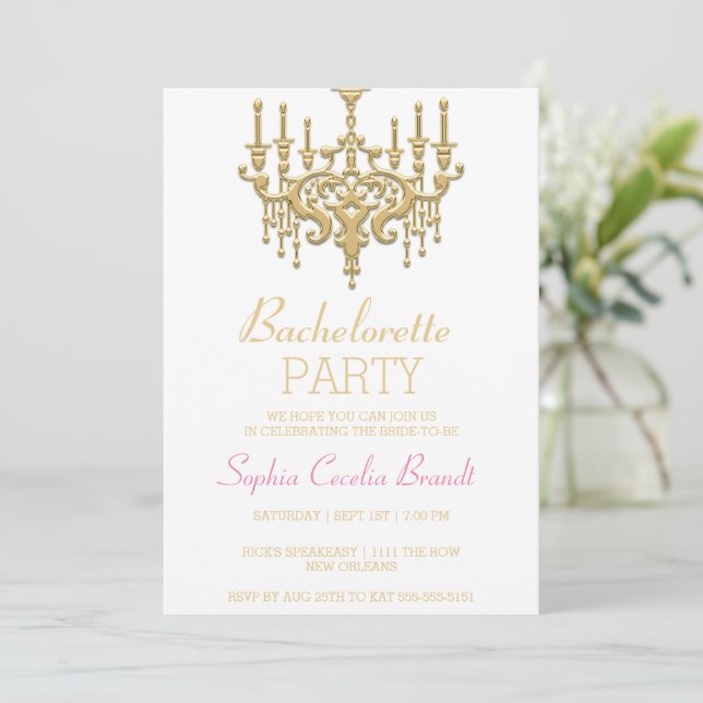 Invitation Soirée Chandelier Gold (Debout devant)