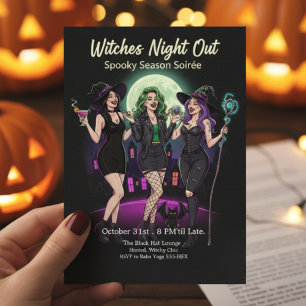 Invitation Soirée Chic sorcière à la fête d'Halloween pour ad