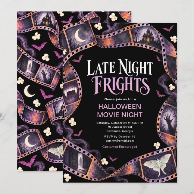 Invitation Soirée Ciné Épouvante Halloween (Devant / Derrière)