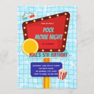 Invitation Soirée cinéma au bord de la piscine