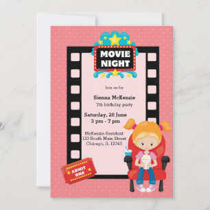 Invitation Soirée cinéma * choisir la couleur arrière - plan