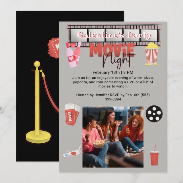 Invitation Soirée Cinéma de la Galentine (Devant / Derrière)