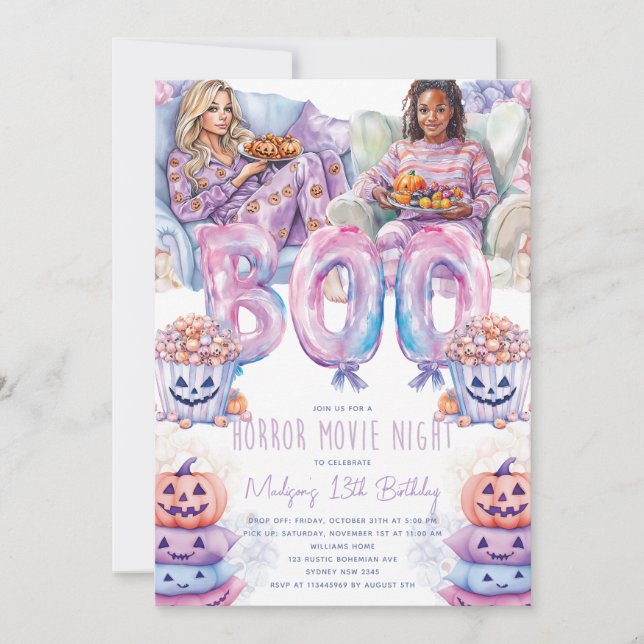 Invitation Soirée cinéma d'horreur Halloween Fête de bois (Devant)