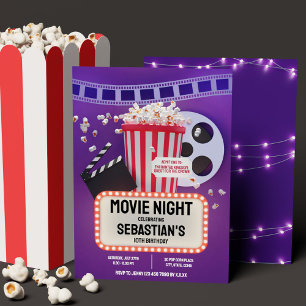 Invitation Soirée cinéma Enfants Fête d'anniversaire