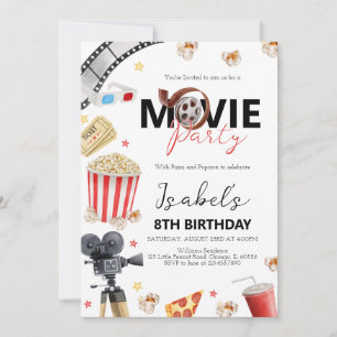 Invitation Soirée cinéma fête d'anniversaire