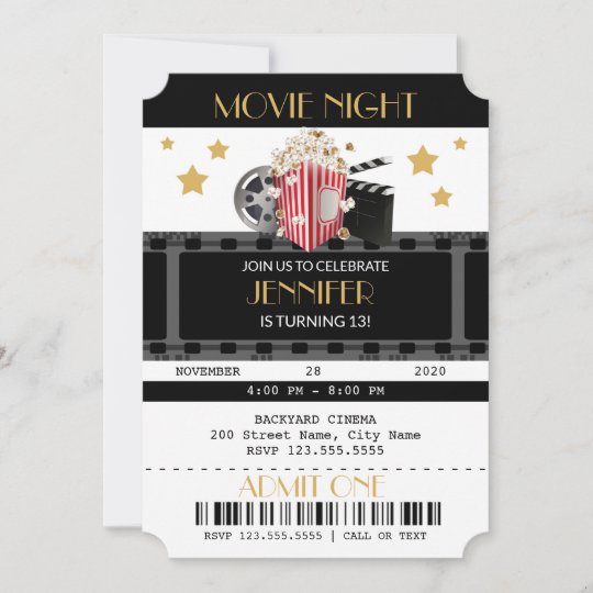 Invitation Soiree Cinema Fete D Anniversaire Zazzle Fr