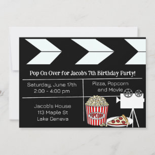 Invitation Soirée cinéma fête d'anniversaire