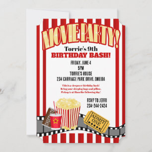 Invitation Soirée cinéma fête d'anniversaire