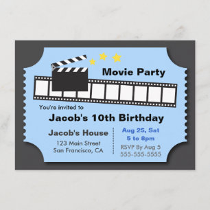 Invitation Soirée cinéma, fête d'anniversaire
