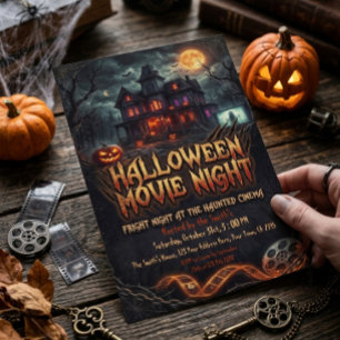 Invitation Soirée cinéma Halloween Maison hantée