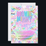 Invitation Soirée cinéma Pajama Pastel Rainbow Anniversaire P<br><div class="desc">Animation de nuit Pajama Pastel Arc-en-ciel Invitation de fête d'anniversaire</div>