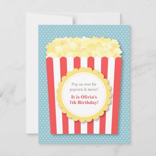 Invitation Soirée Cinéma Pop Corn Anniversaire (Devant)