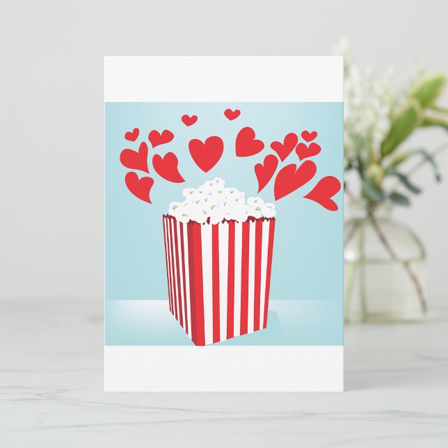 Invitation Soirée cinéma Popcorn et Cœurs (Créateur téléchargé)