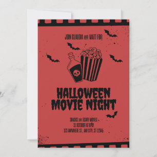 Invitation Soirée Cinéma Rétro Épouvantable Popcorn et Potion