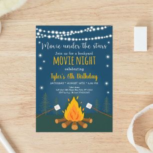 Invitation Soirée cinéma S'mores sous les étoiles Anniversair