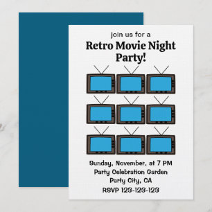 Invitation Soirée cinéma Télévision Rétro Vintage Ancienne