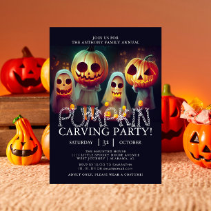 Invitation Soirée Citrouille simple Halloween Éffrayant Inv