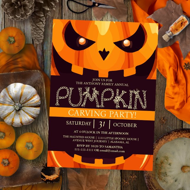 Invitation Soirée Citrouille simple Halloween Éffrayant Invi (Créateur téléchargé)