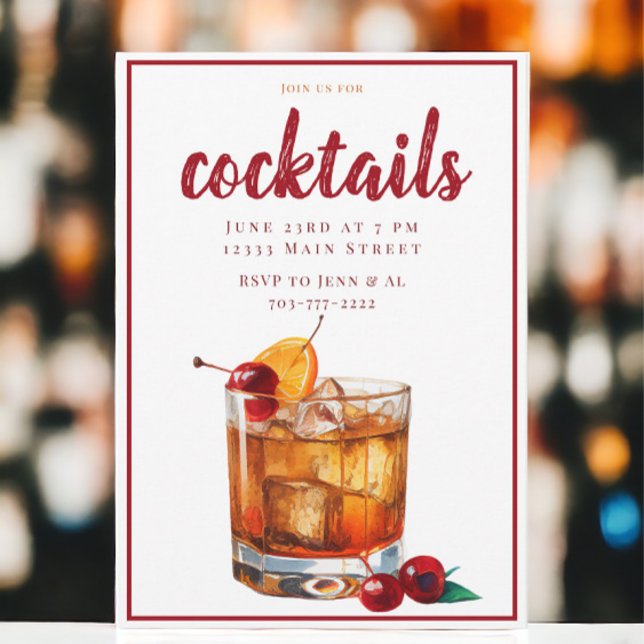 Invitation Soirée Classique avec Cocktail Old Fashioned  (Créateur téléchargé)